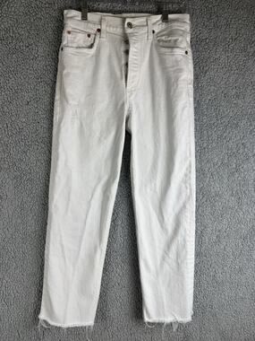 Citizens Of Humanity White Button Fly Straight Leg Jeans Distressed Sz 27